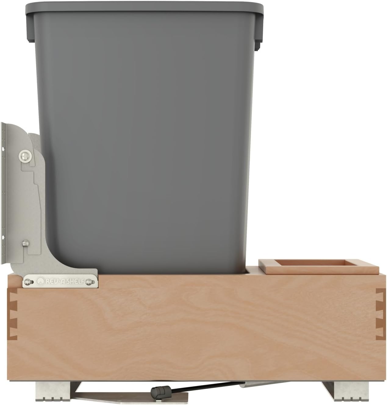 Rev-A-Shelf Pullout Under Counter Trash Can, 50 Qt 12.5 Gal Garbage Container with Soft-Close and Soft-Open Slides, Silver, 4WCBM-1550DM-1