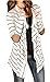 Relipop Women Black and White Striped Long Cardigan Loose Jacket
