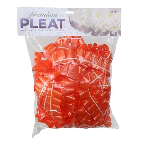 Easy Pleat Tribute Ribbon - Waterproof Poly Ribbon - Pre-Pleated Edging for Floral Tributes, Crafts & Decoration - 10m or 30m Length, 50mm Wide (Orange, 50mm x 30m)