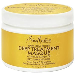 Sheamoisture-Deep-Treatment-Masque-for-Dry-Damaged-or-Transitioning-Hair-Raw-Shea-Butter-with-Sea-Kelp-and-Argan-Oil-12-oz SheaMoisture Raw Shea Butter Deep Moisturizing Hair Masque for Curly Hair Raw Shea Butter Deep Conditioner to Moisturize and Renew Hair 11.5 oz