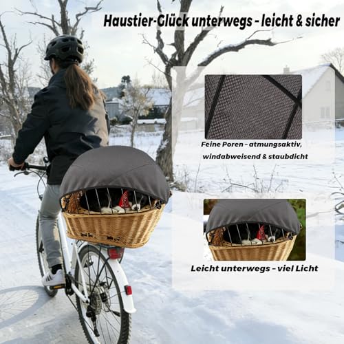 Sonnensegel für Hundefahrradkorb & Fahrradkorb – Großes, verstellbares Schutznetz für Hunde – Atmungsaktiv, Wind- & staubgeschützt, sicher & stabil – Für Fast alle Fahrradkörbe, ganzjährig nutzbar