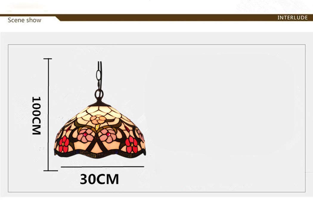 Lampa wisząca witrażowy żyrandol restauracja sypialnia przejście korytarz łazienka lampa sufitowa okrągła dekoracja oświetlenie E27 30 cm wygodna rocznica