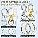 LEOBRO 60 PCS Lobster Claw Clasps and Key Rings, Keychain Clips and Key Chain Rings, Keychain Making Kit, for Key Chains, Jewelry Making, Crafts, Gold & Silver