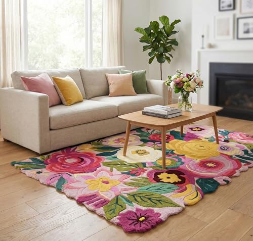 Tapete de lana floral multicolor 8' x 10' miniatura 2