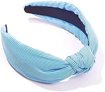 CULHEITE Seersucker Striped Knotted Headband Top Knot Hairband Padded Thick Wide Hair Hoop Summer Spring Fashion Holiday Hair Accessory