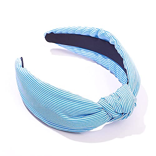 Culheite Seersucker Striped Knotted Headband Top Knot Hairband Padded Thick Wide Hair Hoop Summer Spring Fashion Holiday Hair Accessory #TOP1