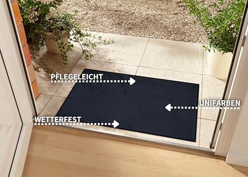 Hanse Home Washable Indoor and Outdoor Doormat Plain Door Mat Dirt Trapper Mat Dirt Trapper Mat Entrance Rug Non-Slip Sizes 40 x 60 cm Black - Image 4