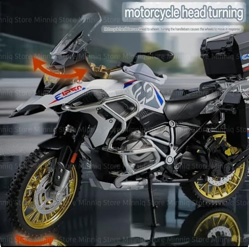 Image of Compatible for Big B-m-w R1250GS Motorcycle DieCast Model, Suspension and Hand Free Roller, Toy Motorcycle Collection with Music Lighting Toy for Kids (B-m-w R1250GS-White)