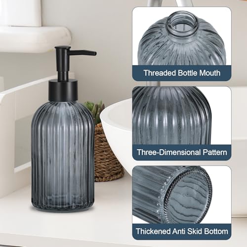 Hejo 2 Pcs 400ml Glass Soap Dispenser with Black Pump, Hand Wash Dispenser Bottle for Kitchen Bathroom Sink, Refillable for Liquid Soap, Lotion, Shampoo, Dish Wash (Transparent Black) - Cosy Home Interiors Hejo 2 Pcs 400ml Glass Soap Dispenser with Black Pump, Hand Wash Dispenser Bottle for Kitchen Bathroom Sink, Refillable for Liquid Soap, Lotion, Shampoo, Dish Wash (Transparent Black) - Image 3