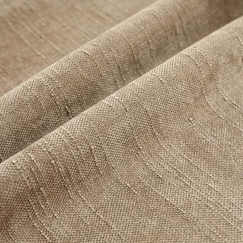 Image of Foindtower Pack of 2 Textured Chenille Throw Decorative Pillow Covers Square Accent Solid Cushion Cover Neutral Farmhouse Pillow Case for Couch Sofa Bedroom Living Room 20x20 Inch,Taupe Khaki Camel