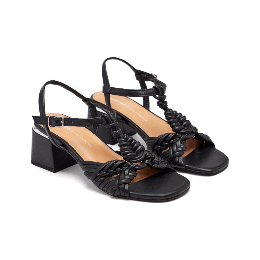 GIOSEPPO Barnard Leather Sandals, Black/White, 7 UK