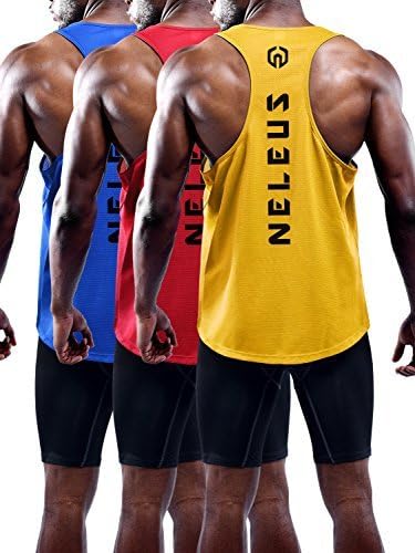 NELEUS Men’s 3 Pack Dry Fit Y-Back Muscle Tank Top