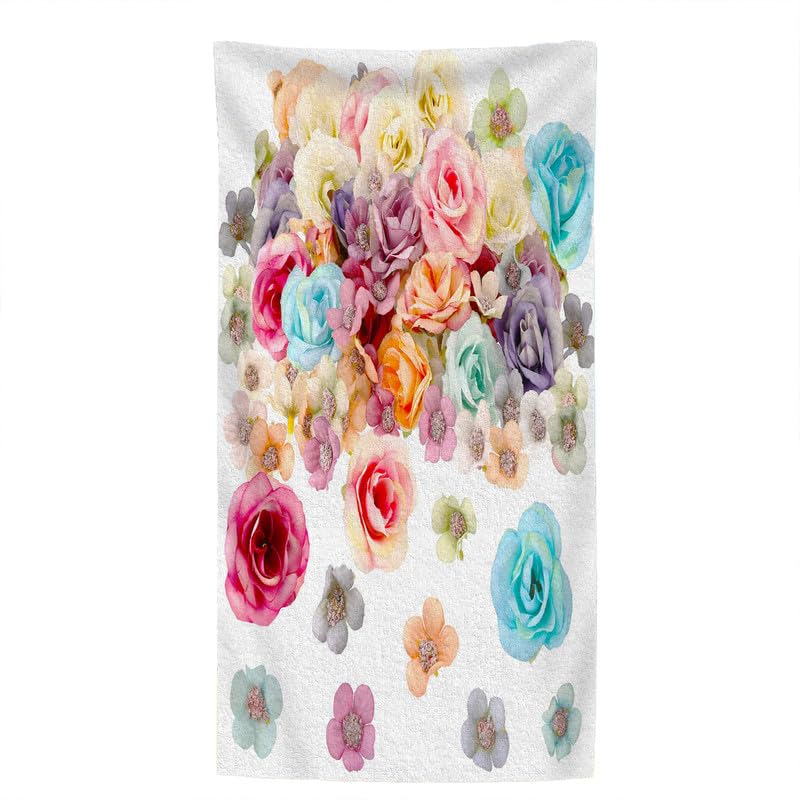 Telo mare con fiori di rosa, telo mare extra large, in microfibra, ad asciugatura rapida, per piscina, palestra, asciugamano da spiaggia assorbente senza sabbia, per bagno, viaggi,