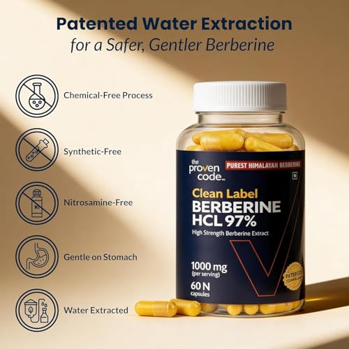 Image of Clean Label Berberine HCl 97% Pack of 3 | C-14 Tested Natural Origin | Studied Strength Berberine Supplements 1000mg - Support Blood Sugar, Lower Cholesterol, PCOS supplements - 180 Capsules