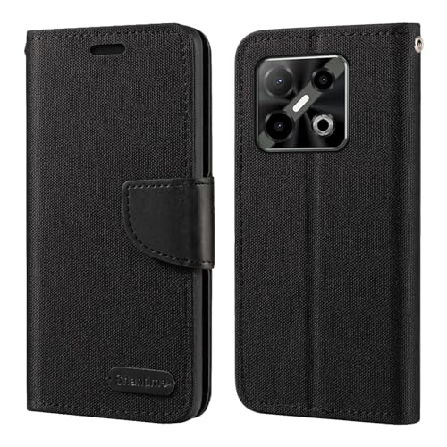 Custodia Portafoglio Flip in Tessuto Oxford Compatibile con Doogee Blade GT Pro Cover Protettiva Magnetica con Slot Carte e SupportoNero