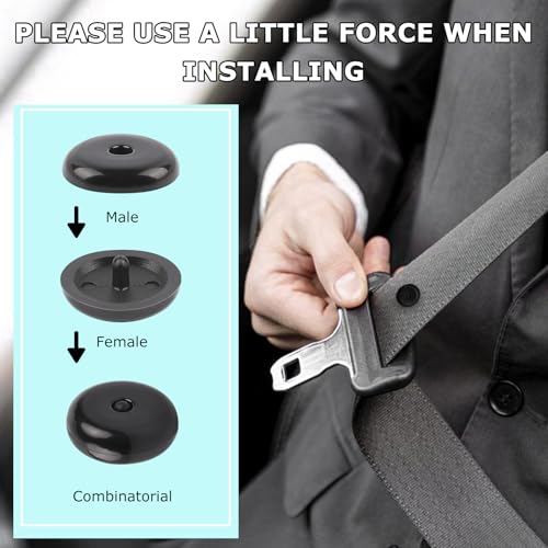 YTFRL 10 Sets Seat Belt Button Stop, Plastic Car Safety Belt Stopper Prevent Buckle from Sliding Down, No Welding Required Snap-on Seatbelt Stop Clips for Cars Trucks Motorcycles (Black)