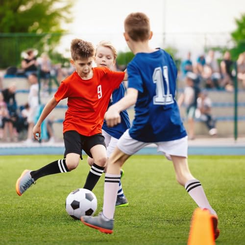 Utensilsto 4 Paar Fußballsocken Kinder 35-38 Sportsocken Lange Fußball Socken Atmungsaktiv Fußballstutzen für Jungen Mädchen von 9-12 Jahren Rutschfeste Trainingssocken für Fußball Basketball Laufen