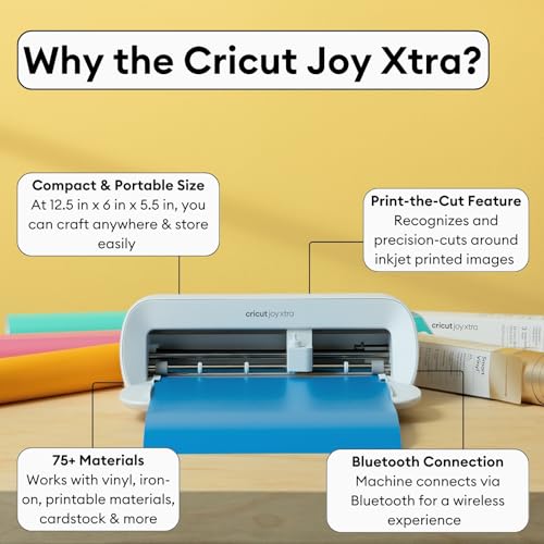 Image of Cricut Joy Xtra Cutting Machine Ultimate Sticker Making Bundle - Includes Printable Sticker Paper, Smart Vinyl Sampler, Transfer Tape, Tools & Project Design Guides, Portable DIY Die-Cutting Machine