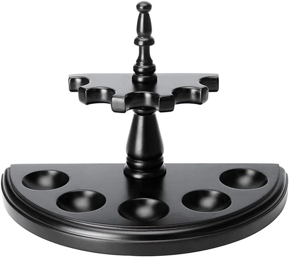 Wooden Pipe Stand for 5 Pipes, Fashion Wooden Pipe Rack Practical Decorative Holder with Jar