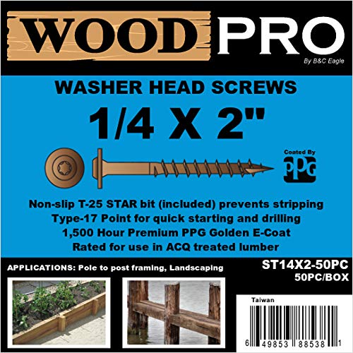 Amazon.com: WoodPro Fasteners ST14X2-50PC 1/4-Inch by 2-Inch