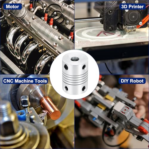 QUARKZMAN 4 Stück Flexible Kupplungen 4mm bis 5mm Aluminium Wellenkupplung L25xD19mm Klauenkupplung Schrittmotor Gelenkverbinder für 3D Drucker CNC Maschine DIY Encoder Motorwelle Silber