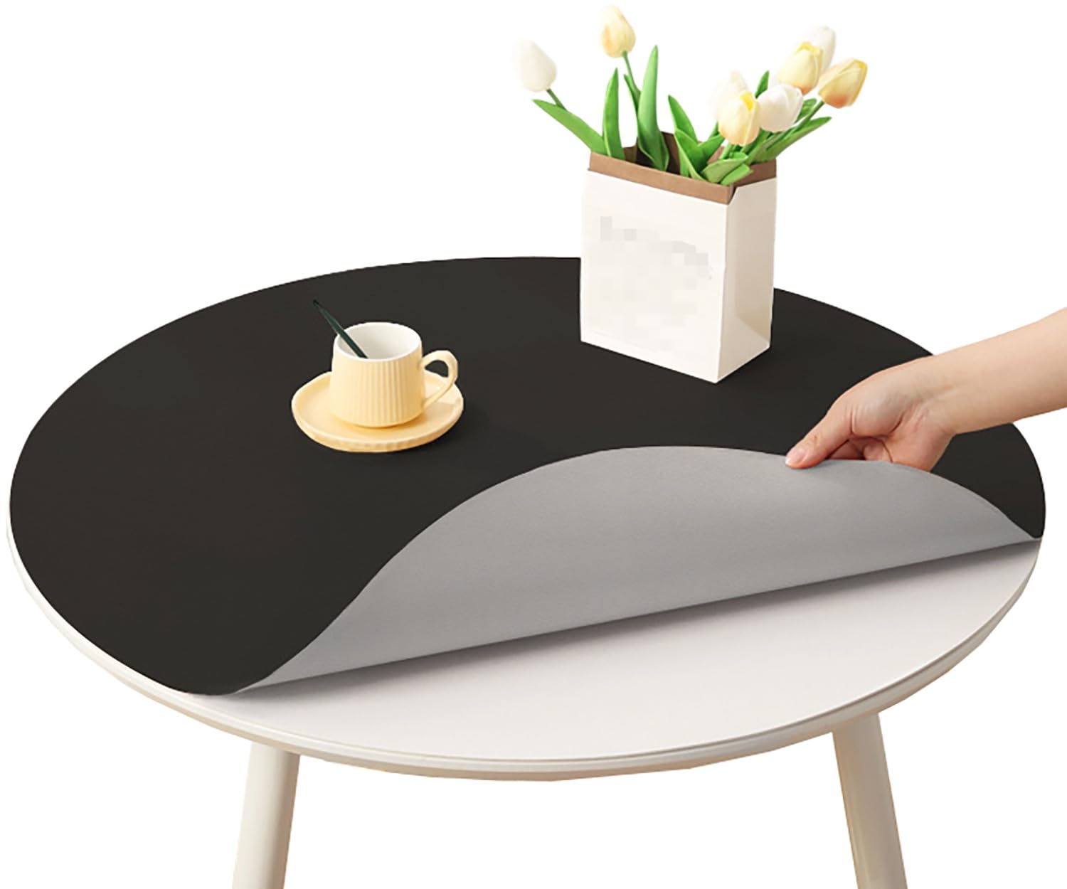 moismk Round Tablecloth Wipe Clean 80/90/120/130cm for Circular Table, Leather Waterproof Table Mat for Living Room Coffee Can Be Cut to Size(Color 7,Diameter 40cm)