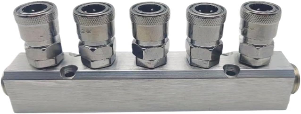 2pcs Large Flow Pump Tool Coupler Manifold Multi Splitter Air Gas Compressor Pneumatic Fitting Distributor for 1/4 Quick Connector(SML-4 EU SM20)