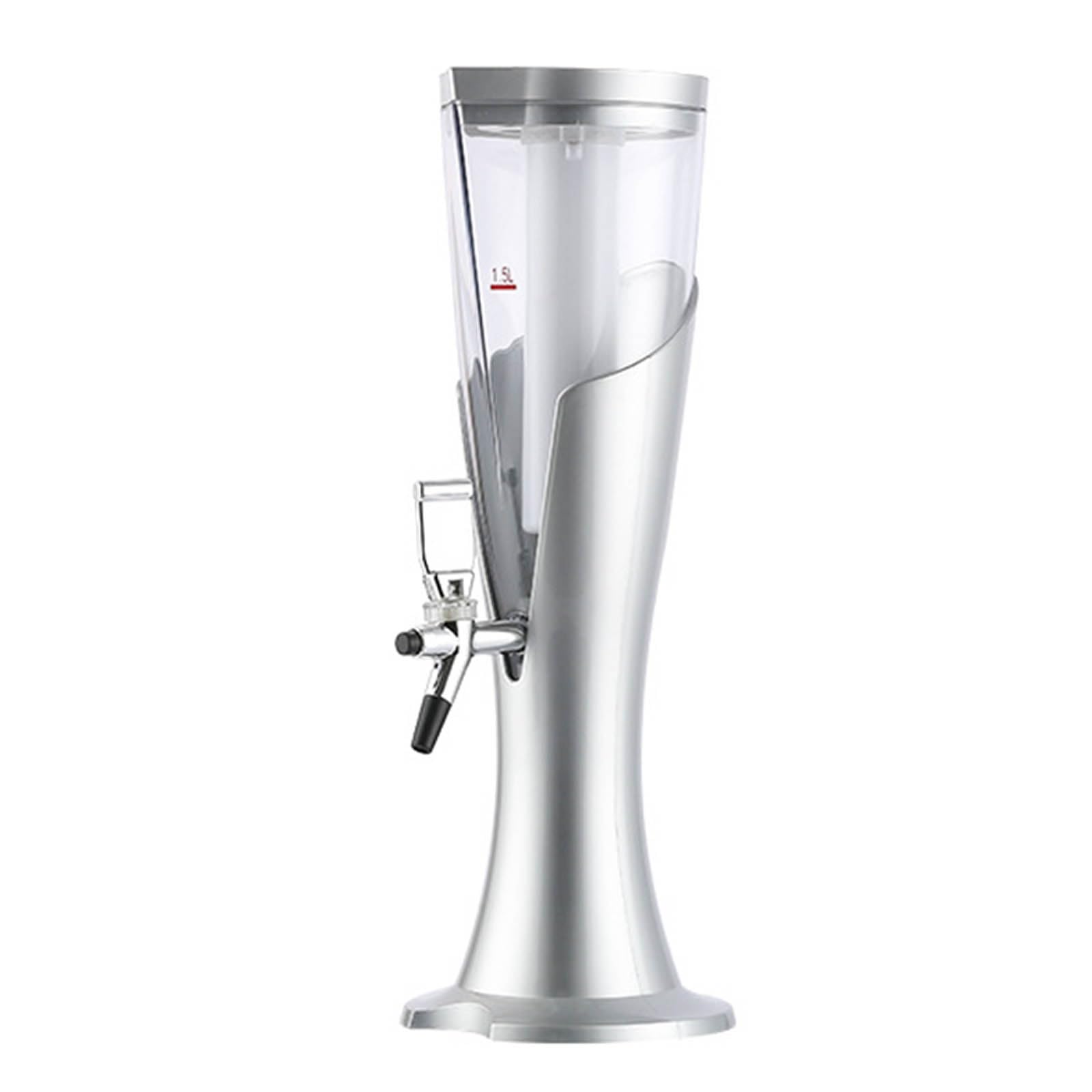 Torre spillatura della Birra con Tubo del Ghiaccio luci, Rubinetto,Feste | Torre spillatura birra, tubo refrigerante mantenere bevande ghiacciate per feste bar uso domestico(Silver,1.5L)