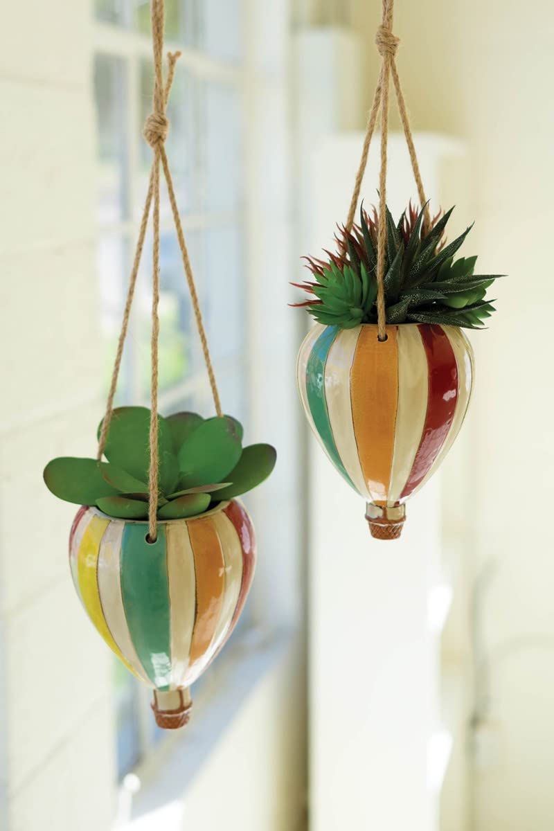 Amazon.com : Kalalou Ceramic Hot Air Balloon Hanging Planters Set
