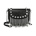 Hoce Leather Rivet Crossbody Purse Small Studded Chain Bag for Women Black B