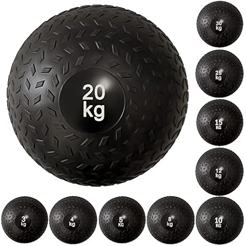 Fitness Slam Ball No Bounce Weights Medicine Ball Heavy Duty Rubber Power Strength Training Fitness Gym Home Workout Equipment Core Ab Exercises Bootcamp MMA Boxing 3KG, 5KG, 10KG, 15KG, 20KG Cover