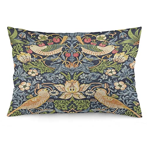 Rurals Strawberry Thief-William Morris Decorative Throw Pillow Covers Cozy Soft Lumbar Pillowcase Rectangular Couch Cushion Cover For Home Decor Sofa Living Room Bed Car 20X30 Inch #TOP9