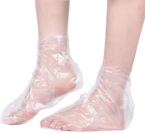 200 botines desechables de plástico transparente, forros de baño de parafina par