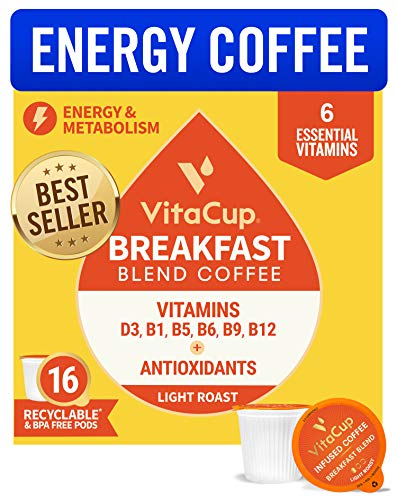 VitaCup Breakfast Blend Energy Blend Coffee Pods 16ct | Keto | Paleo | Whole30 | Vitamins B15, B5, B - //coolthings.us