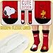 Get Trend Peanuts Snoopy Slipper Socks with Grips for Women, Teens, Size 4–9, Fuzzy, Non Slip, Warm, Cozy, Fluffy Socks, Loungewear, Gifts for Women (4/9 US, Red/Black Peanuts)