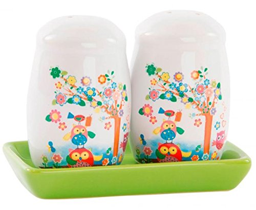Salière et poivrière hibou en céramique pour table