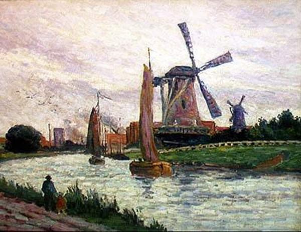 Image sur Toile Maximilien Luce le moulin à vent Décoration Murale 60x90cm