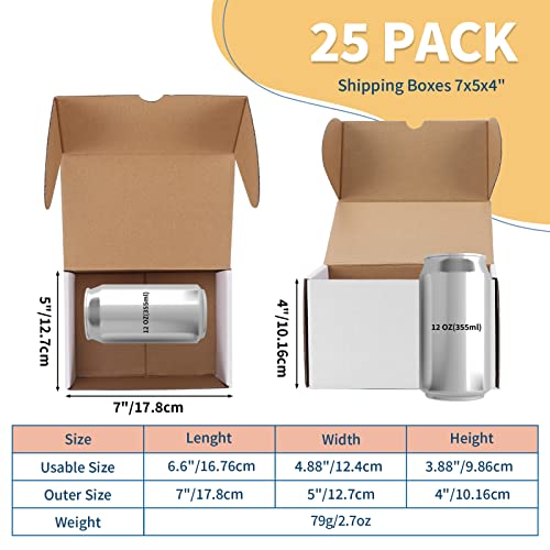 Image of ZBEIVAN 7x5x4 White Shipping Boxes Set of 25, Corrugated Cardboard Mailer Boxes for Packaging Small Business Mailing Gifts