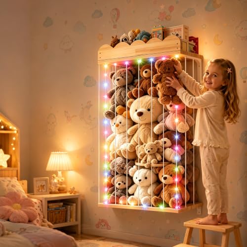 Librería infantil de madera de 1,83 m con luces led para eliminar el desorden 2
