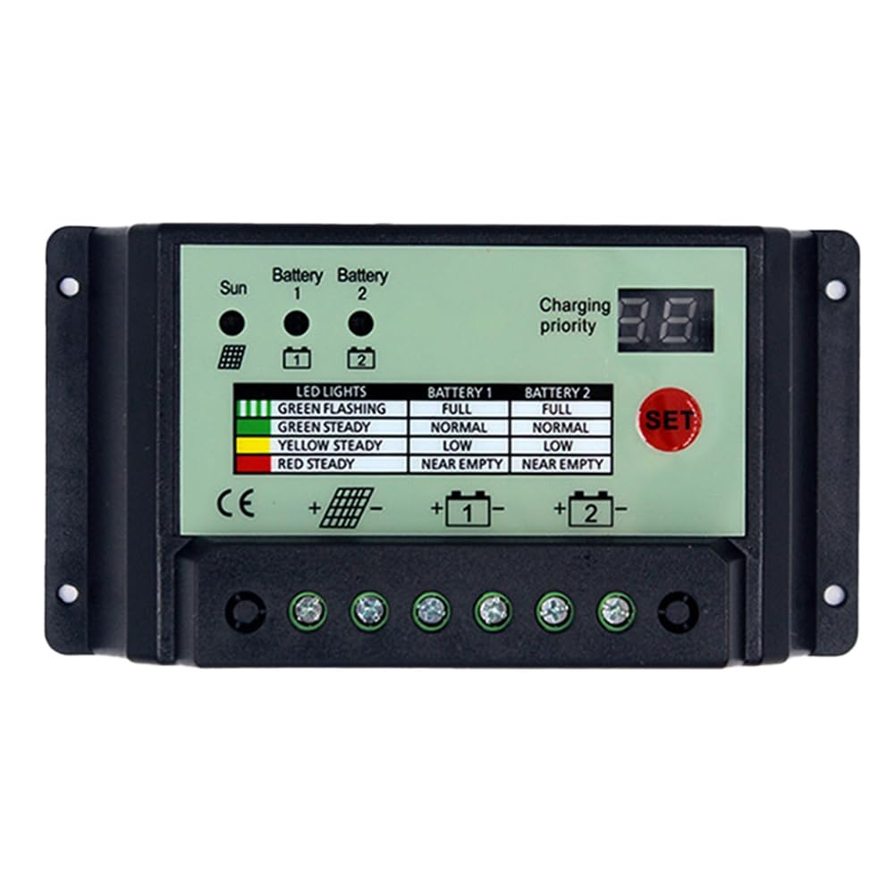 Ximie Dual Battery Solar Charge Controller Regulator Charger Pwm 12V 24V (20A) 1 Piece