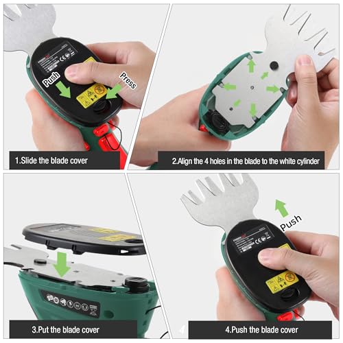 POSENPRO 7,2 V 2-in-1 Akku-Heckenschere & Rasentrimmer – Kabellose Hand-Strauchschere mit integrierter Lithium-Ionen-Batterie, Schnittbreite 100mm für Rasen und 200mm für Sträucher 4