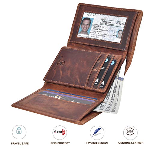 VALENCHI-RFID Genuine Leather Trifold Wallet