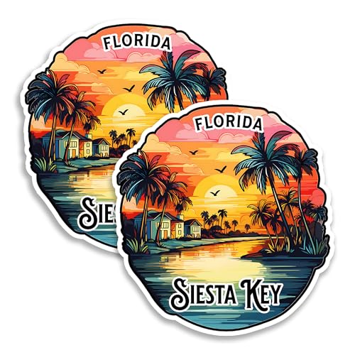 Siesta Key Florida Magnet 4 Inch 2-Pack White Sand – Strong Vinyl Decorative Travel Magnets for...