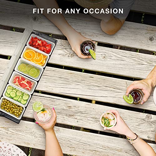 Cocktailer Black 6 Tray Condiment Server, Chilled Condiment Tray, Garnish Station Serving, Bartending And Restaurant Supplies #TOP4