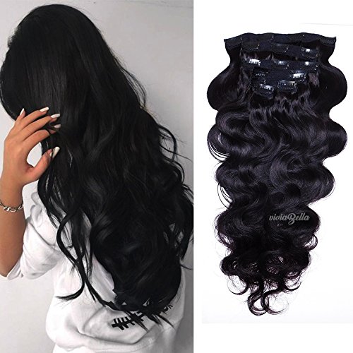 18-Inch Human Hair Extensions, 7-Piece Set with 17 Clips, 120g Amazon.com : Caliee Natural Curly Clip in Hair Extensions 18  main image 2