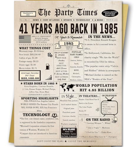 Londue Happy 41st Birthday Card for Women Men, Funny 41 Year Old Birthday Gift Card for Husband Wife Him Her, Retro 41 Bday Decorations Ideas