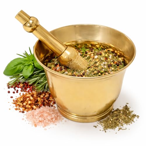 Brass Mortar and Pestle Set, Spice and Herb Grinder, Pill