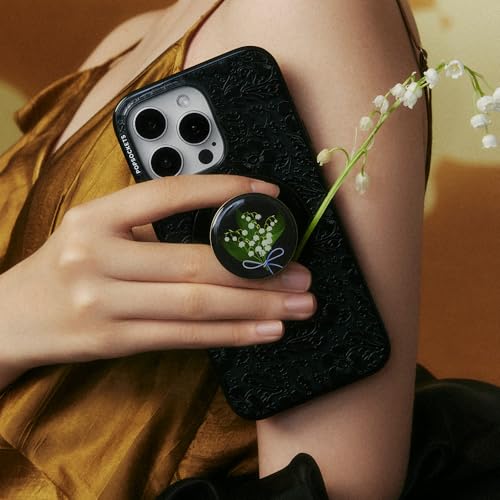 Image of POPSOCKETS iPhone 16 Plus Case Compatible with MagSafe, Phone Case for iPhone 16 Plus, Wireless Charging Compatible, Case Only - Black Lace