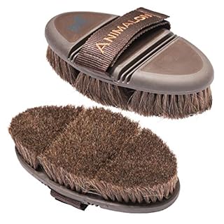 Animalon CareFlex Rosshaar-Kardätsche | Flexible & Ergonomische Pferde-Bürste Mit Klettverschluss für Angenehme Fellpflege | Zubehör | Putzzeug (Braun)