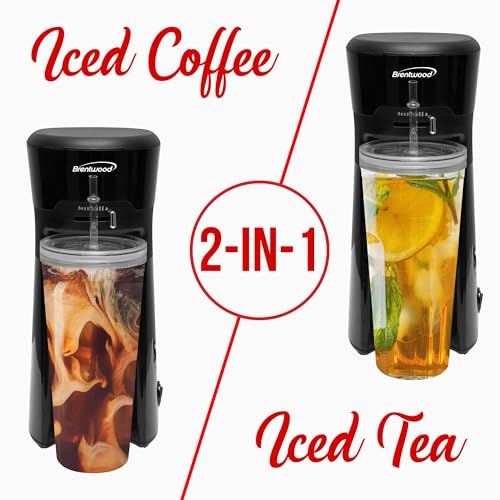 BRENTWOOD-KT-2121BK-Single-Serve-Iced-Coffee-and-Tea-Maker-with-20-Oz-Insulated-Tumbler-and-Reusable-Filter-20-ounces-Black
